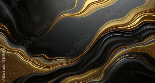 Abstract Gold and Black Swirling Texture Background