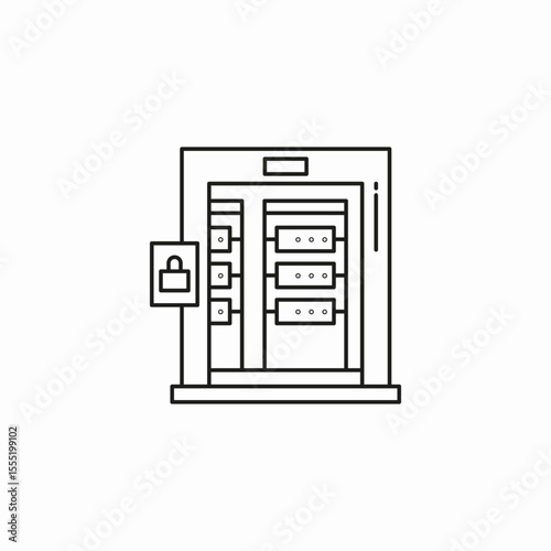 server rack locked icon sign vector