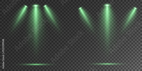 Realistic White Spotlight Beam on Transparent Background