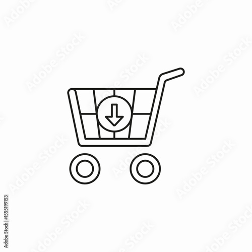 shopping cart download icon sign vector