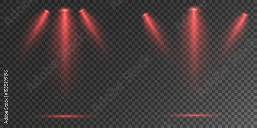 Realistic White Spotlight Beam on Transparent Background