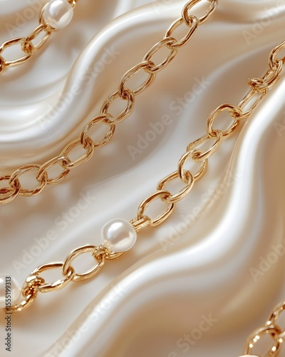 Elegant Pearl and Gold Chain Jewelry Concept