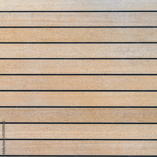 Teak wood deck texture background. Wooden deck on super yacht. Yachting concept. 