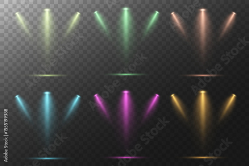 Realistic White Spotlight Beam on Transparent Background