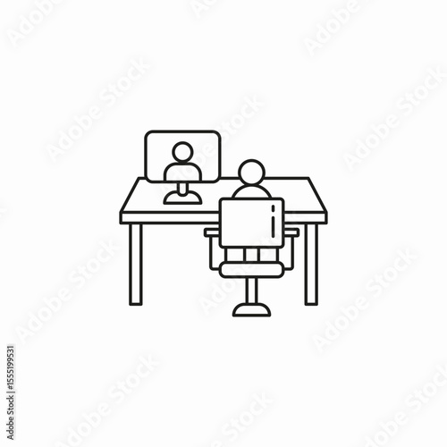 virtual meeting desk icon sign vector