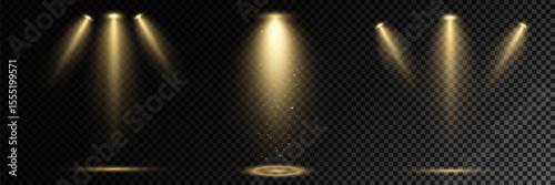Realistic White Spotlight Beam on Transparent Background
