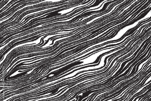 Dynamic Black and White Abstract Wavy Grunge Lines Pattern