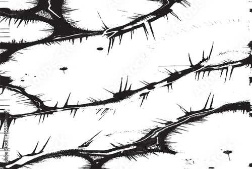 Abstract Black Spiked Ink Splatter Grunge Pattern