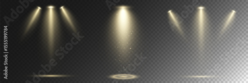 Realistic White Spotlight Beam on Transparent Background