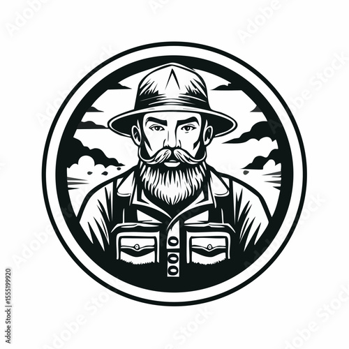 Fishing Logo Design Vintage Circle Fisherman Vector Image isolated on white