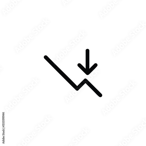 Abstract downward stat arrow line icon