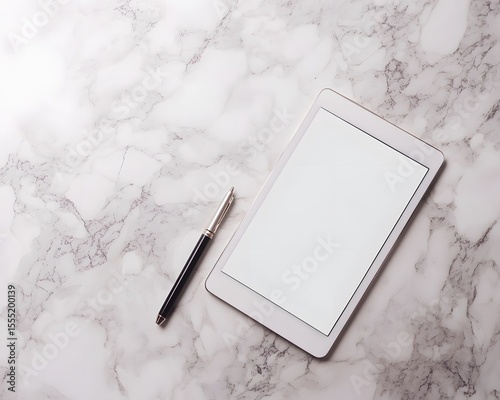 Premium Office Desk Mockup Tablet, Pen & Planner