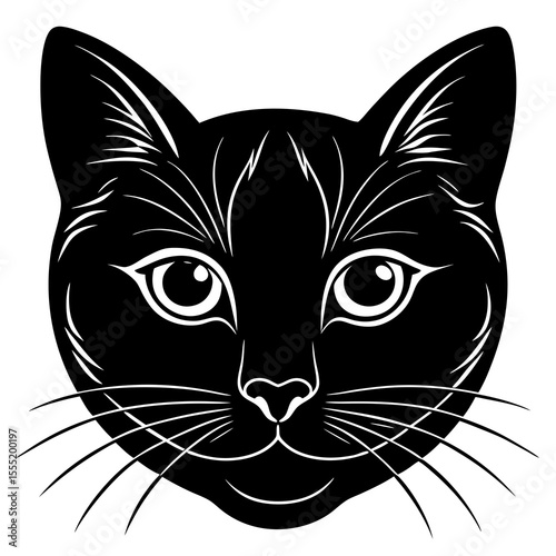 black and white cat face silhouette