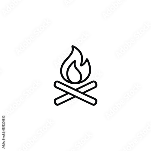 Bonfire with crossed logs line icon