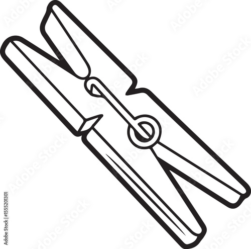 Simple Black and White Clothespin Illustration