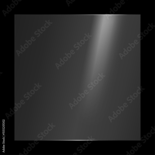 The texture of rectangle glass plate, mirror, window. Beautiful realistic reflection. Vector illustration of rectangle glass. Light effect for a picture or a mirror.