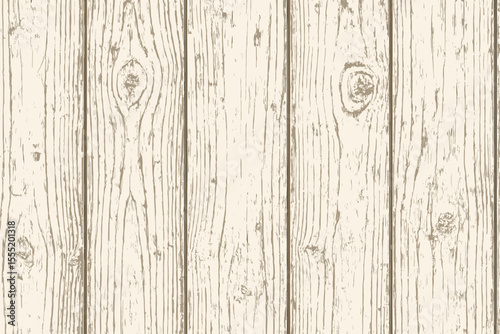 Distressed White Wood Grain Texture Vector Background. Rustic Farmhouse Shiplap Planks with Knots. Grungy Vintage Wooden Wall Pattern for Home Decor or Product Displays.