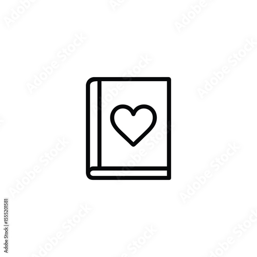 Favorite book with heart symbol icon