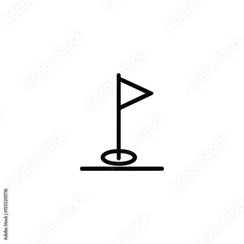 Golf flag in hole on green line icon