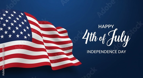 Happy Independence Day: Waving American Flag