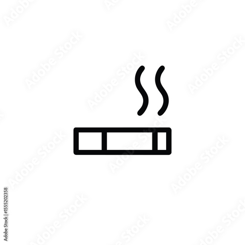 Lit cigarette with filter and smoke icon