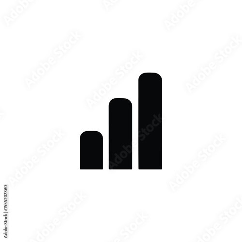 Increasing solid bar chart glyph icon