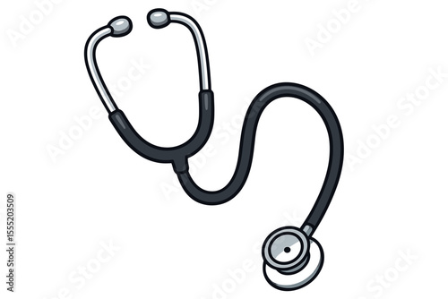 Stethoscope medical instrument for doctor nurse healthcare checkup, diagnostic tool for patient examination, hospital clinic equipment, isolated cartoon vector illustration on white background