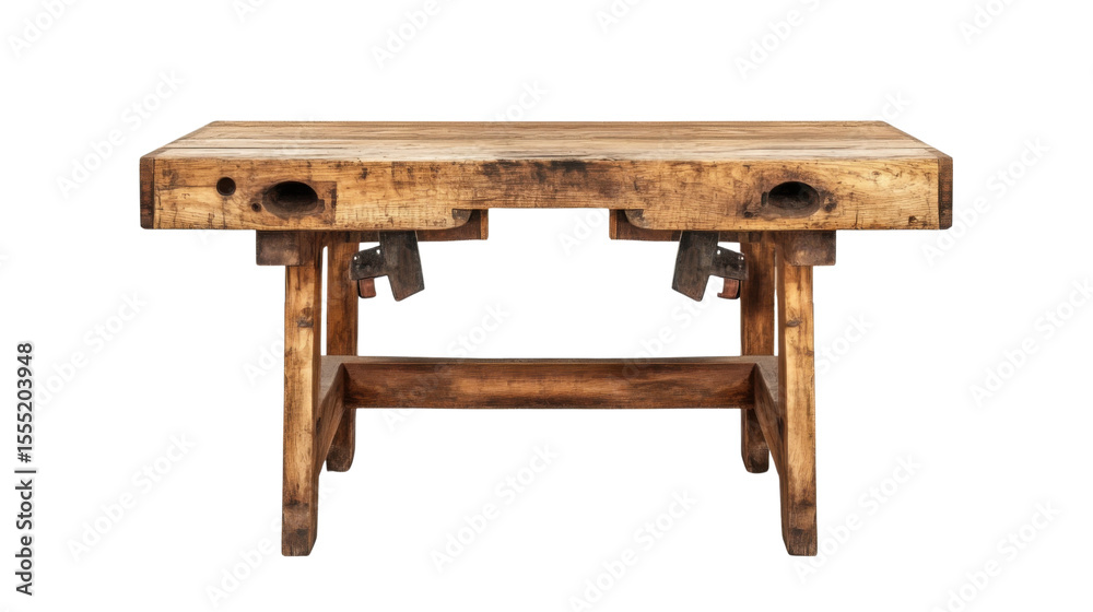 old wooden table on white background old wooden table on white background