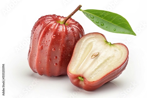 Water apple red realistik on white background