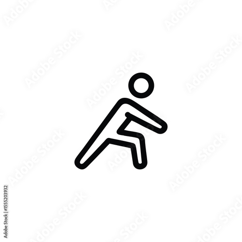 Stretching stick figure lunge pose icon