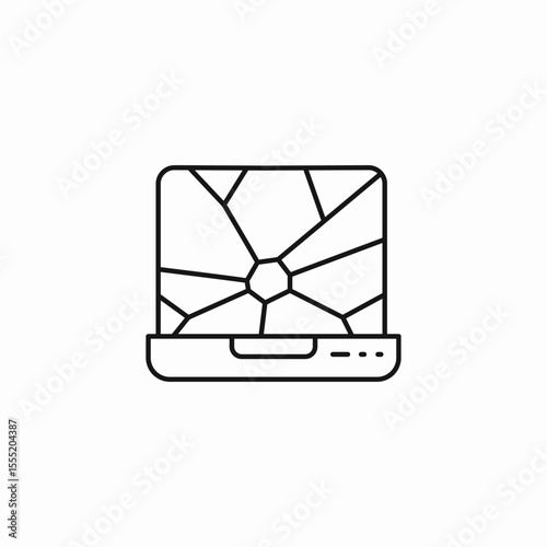 broken laptop screen icon sign vector