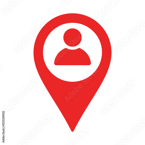 Map pin with human settlement icon. Pointer, address, location symbol