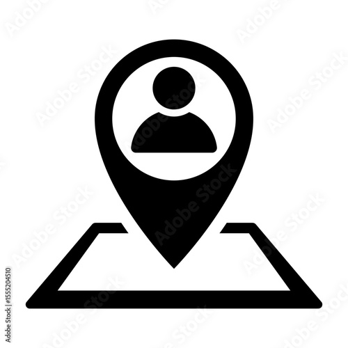 Map pin with human settlement icon. Pointer, address, location symbol