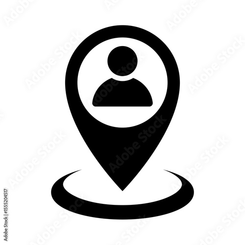 Map pin with human settlement icon. Pointer, address, location symbol