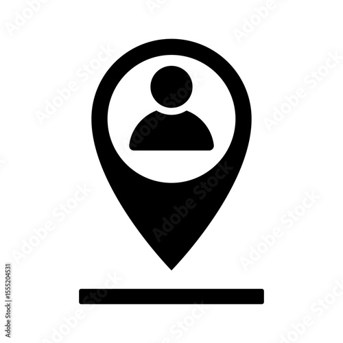 Map pin with human settlement icon. Pointer, address, location symbol
