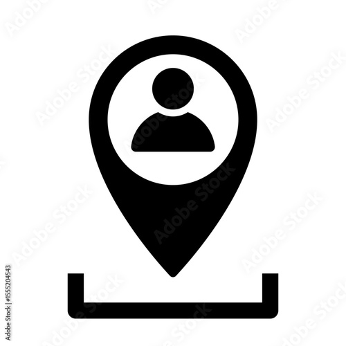 Map pin with human settlement icon. Pointer, address, location symbol