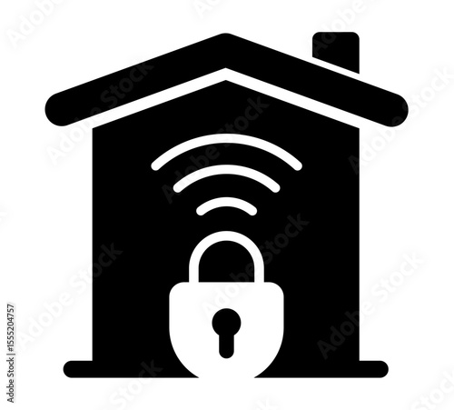 Home with remote lock and unlock icon. Real estate remote control