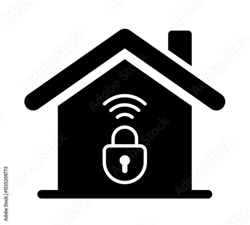 Home with remote lock and unlock icon. Real estate remote control