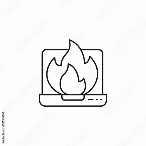 laptop overheating issue icon sign vector