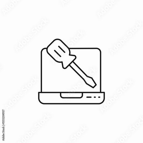 laptop repair screwdriver icon sign vector
