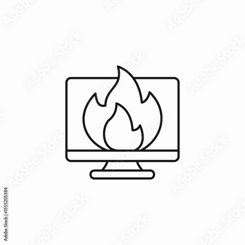 overheating computer monitor icon sign vector