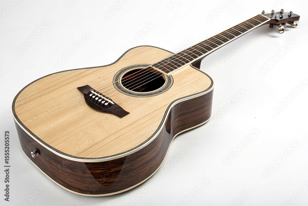 Obraz premium The guitar is a musical instrument that is very popular in various circles on white background.