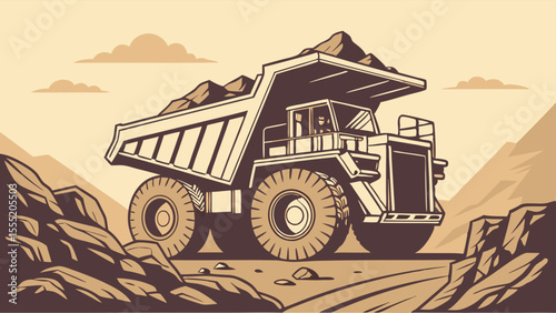Large Mining Dump Truck Transporting Rocks and Minerals.