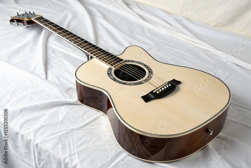 The guitar is a musical instrument that is very popular in various circles on white background.