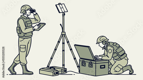 Military Personnel Operating Surveillance Equipment.