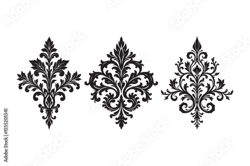 Classic Baroque Damask Silhouette Vector Ornament Design Collection
