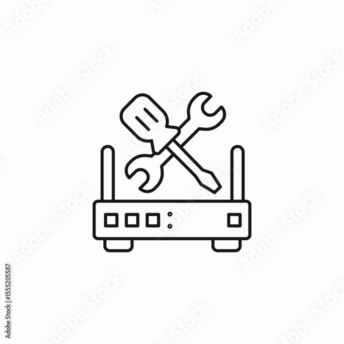 router repair tools icon sign vector