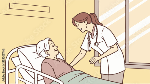 Nurse Comforting Patient in Hospital Bed with Compassionate Care.