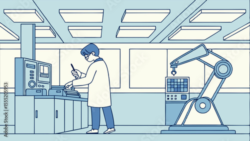 Scientist Operating Advanced Machinery in a Modern Lab.