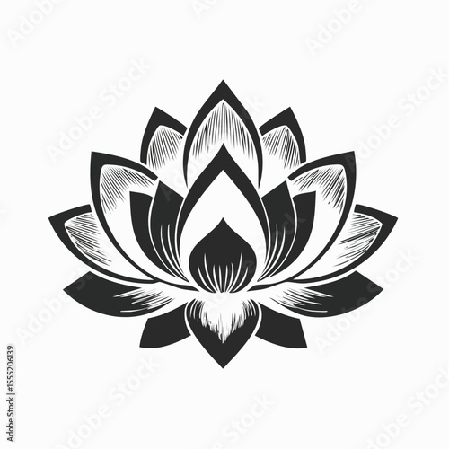 Buddha Lotus Vector Image. Black and white Buddha Lotus Vector on white background.